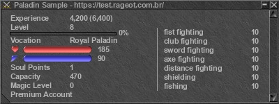 Assinatura do jogador Paladin Sample